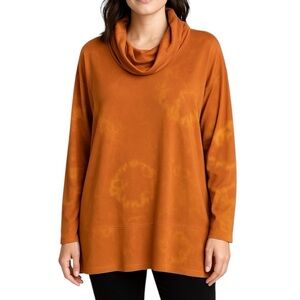 GARNET HILL Tie Dye Cowl neck Longline Oversized Athleisure Long Sleeve Shirt